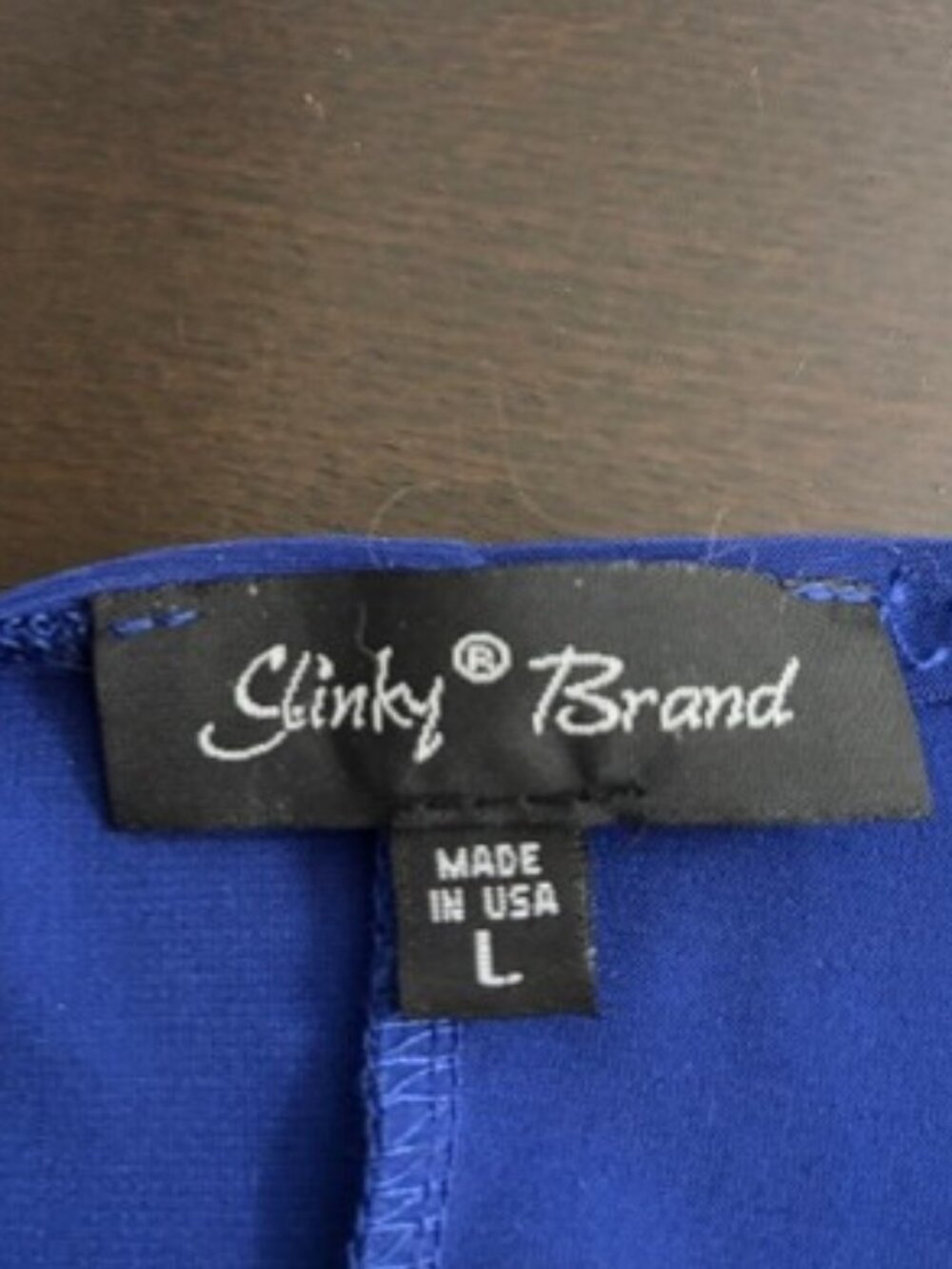 Slinky Brand Blue Blouse Peekaboo Shoulders Women's Large - Picture 4 of 5